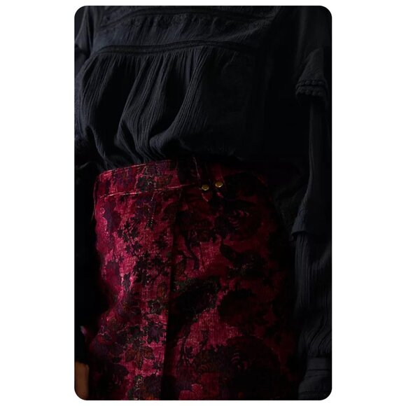 Anthropologie Pilcro Corduroy Floral Mini Skirt sz 10 - Picture 2 of 8